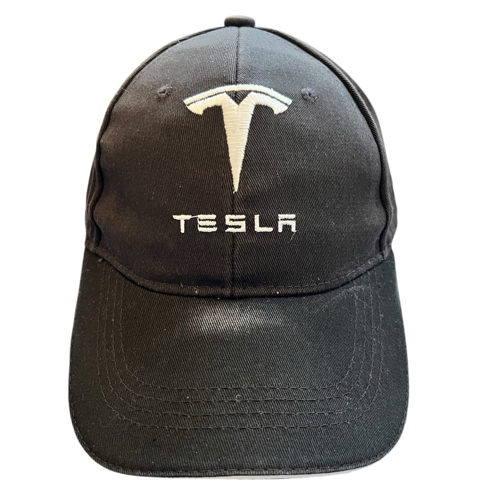 Tesla Logo Hat Cap Adult Strapback Black White Automobile Racing Driving Sporty